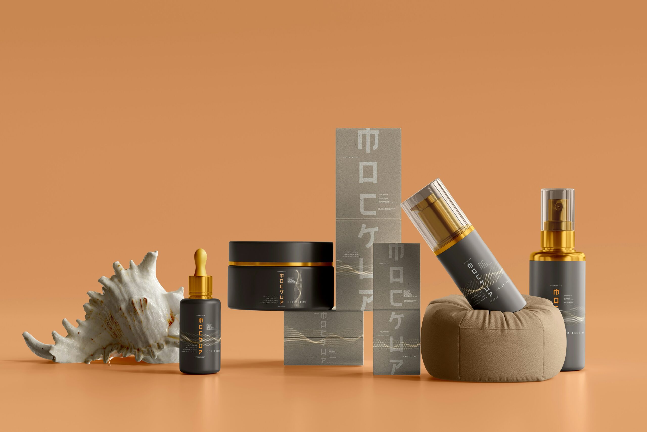 Comparison showing a cluttered large makeup kit versus a streamlined compact setup.